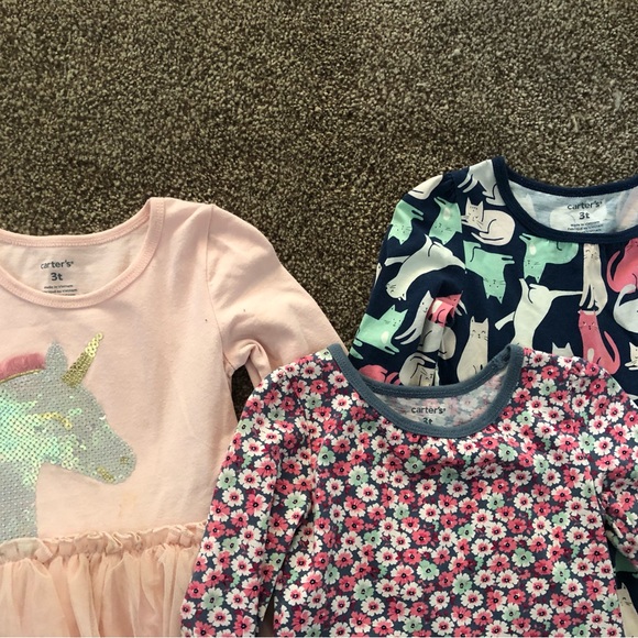 Carterβs girls 3T toddler play dresses long sleeve tulle tutu unicorn bundle lot - Picture 6 of 10
